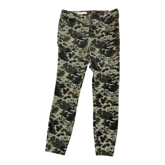 Pilcro Anthropologie High Rise Skinny Camo Floral Corduroy Pants Size 30 - Picture 7 of 8